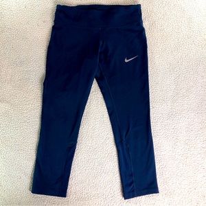 Nike Women's Dri-Fit Power Essential Cropped Running Navy Small 938602-410 Capri